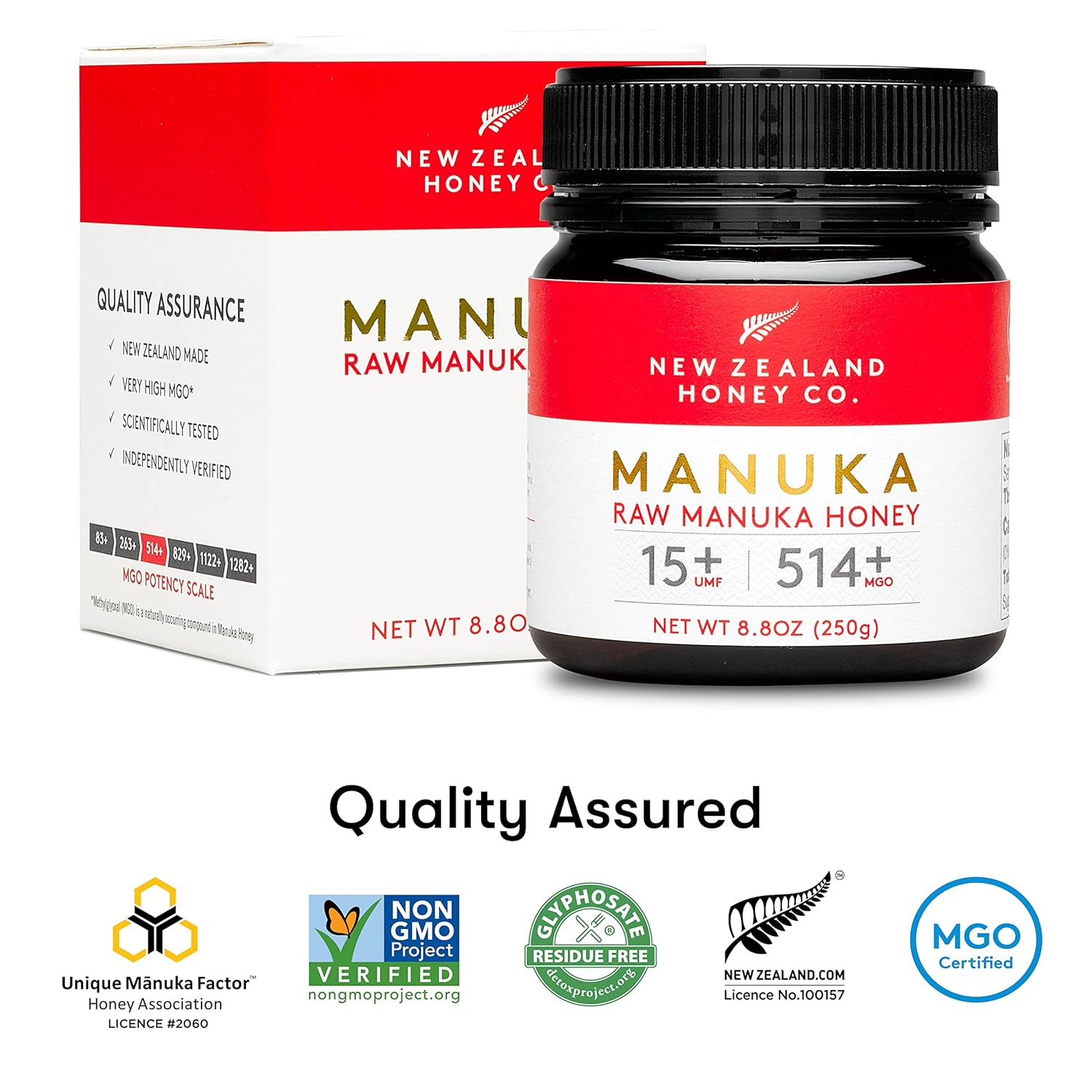 New Zealand Honey Co. Raw Manuka Honey UMF 15+, MGO 514+, 250 gm - Image 2