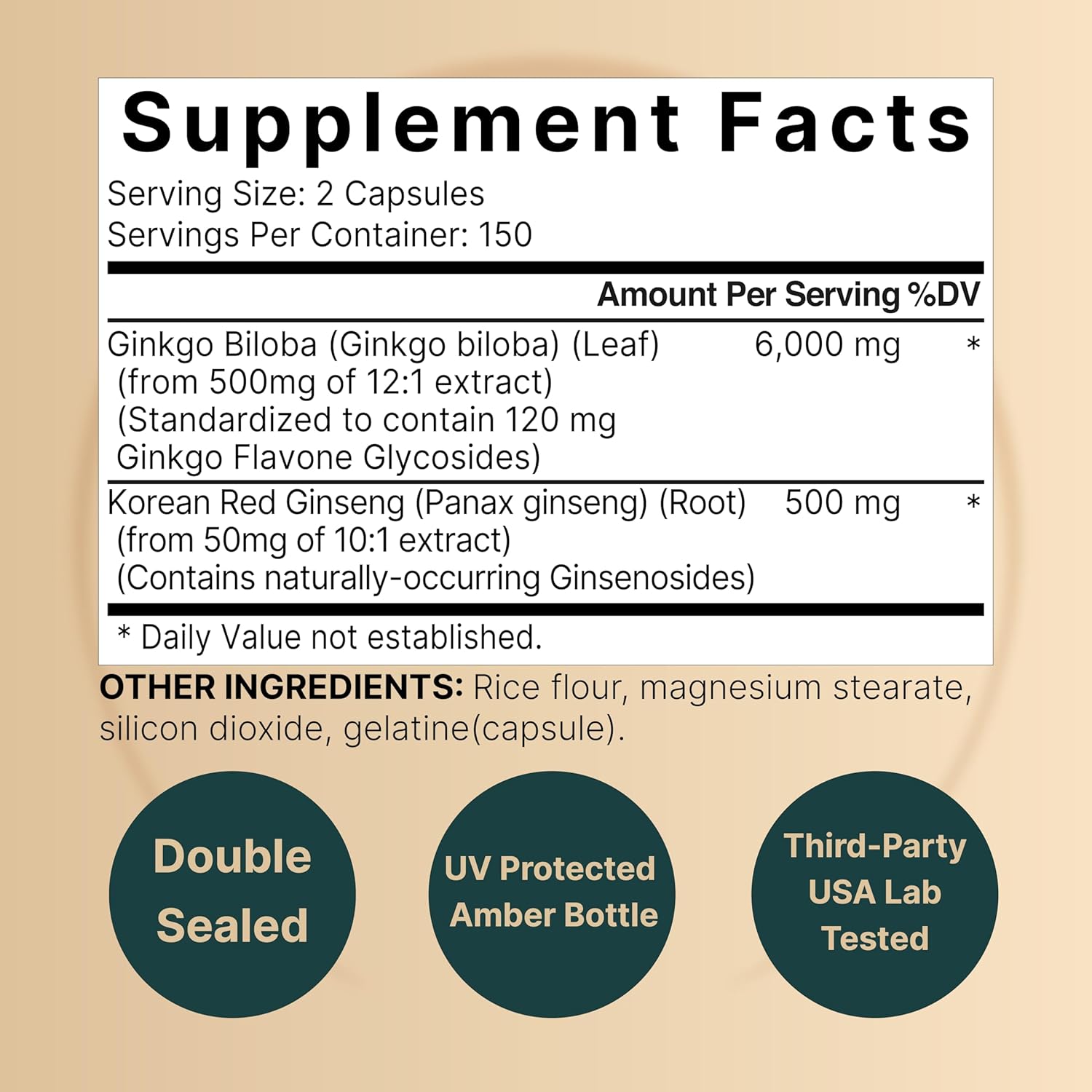 NatureBell Ginkgo Biloba 6,000mg, 300 Capsules - Image 2