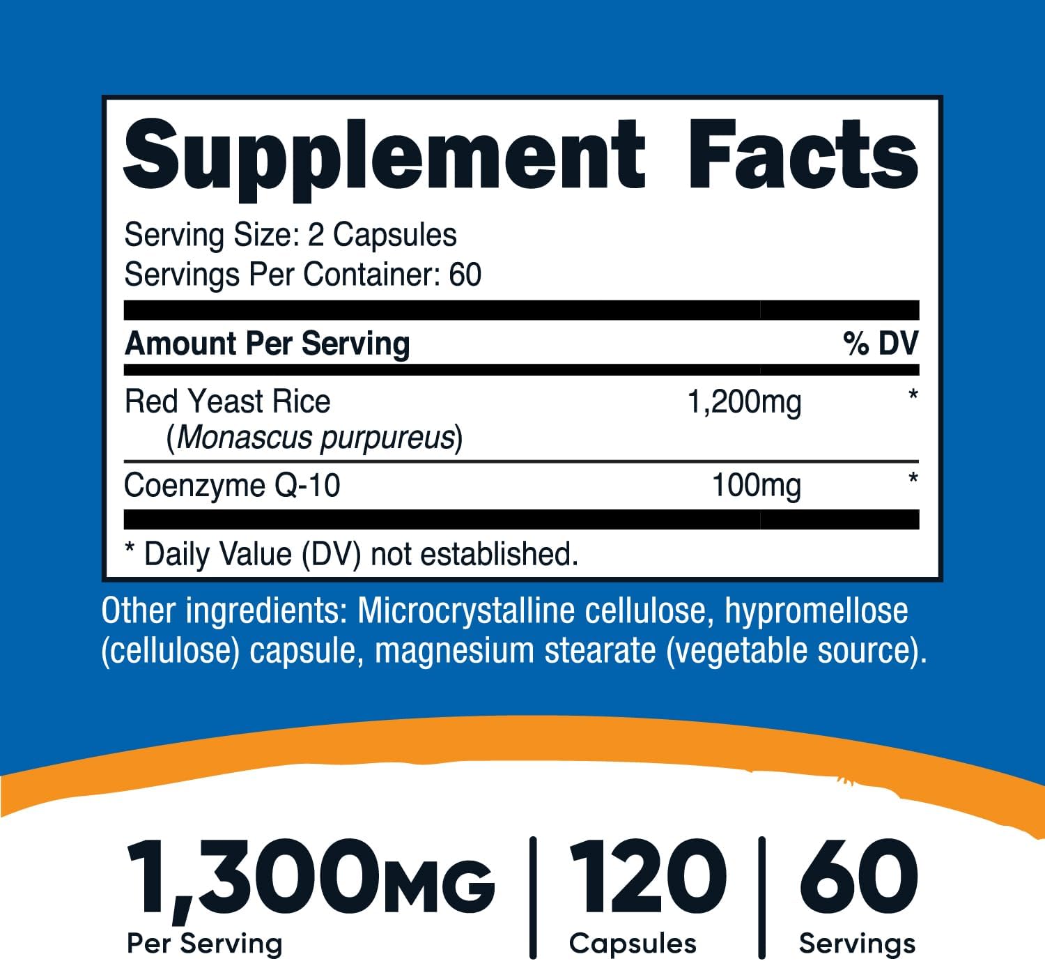 Nutricost, Red Yeast Rice with CoQ10 1300mg, Ingredients