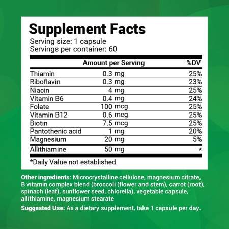 Dr. Berg Natural Vitamin B1 B6 B12 Complex, Ingredients