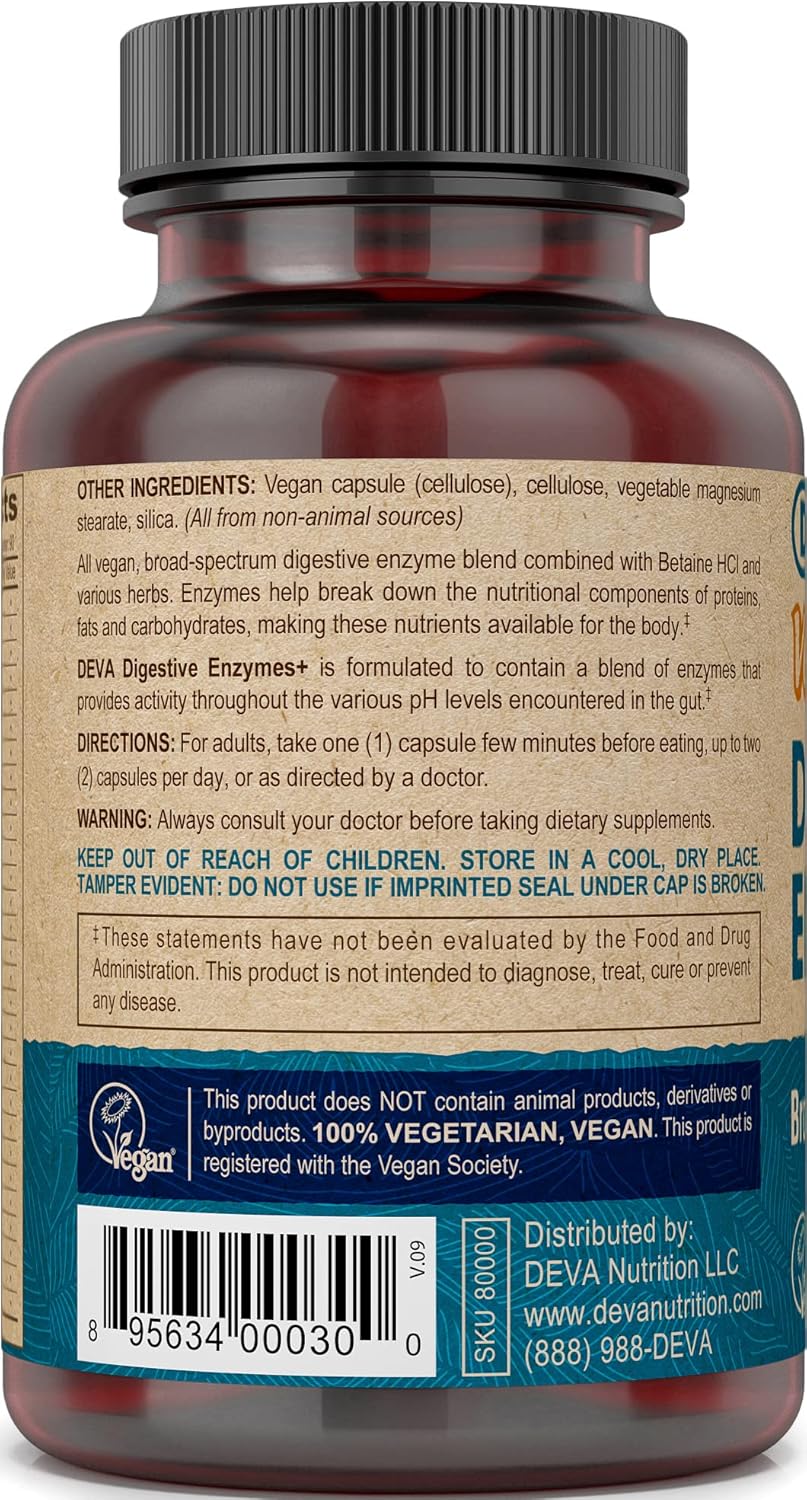 DEVA Vegan Digestive Enzymes – Plant-Based Support for Optimal Digestion