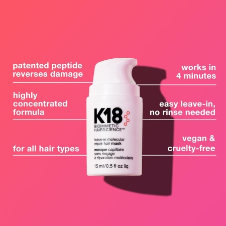 K18 Leave-In Molecular Hair Mask, Repairs Dry or Damaged Hair