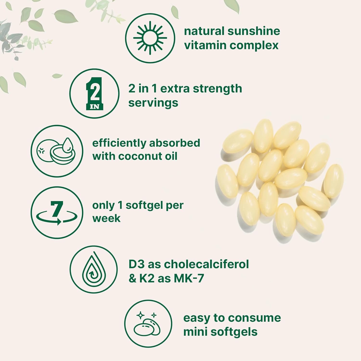 Micro-Ingredients Vitamin D3 50,000 IU+K2 200 mcg, 240 Softgels - Image 4