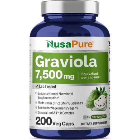 NusaPure Graviola 7,500 mg, 200 Capsules