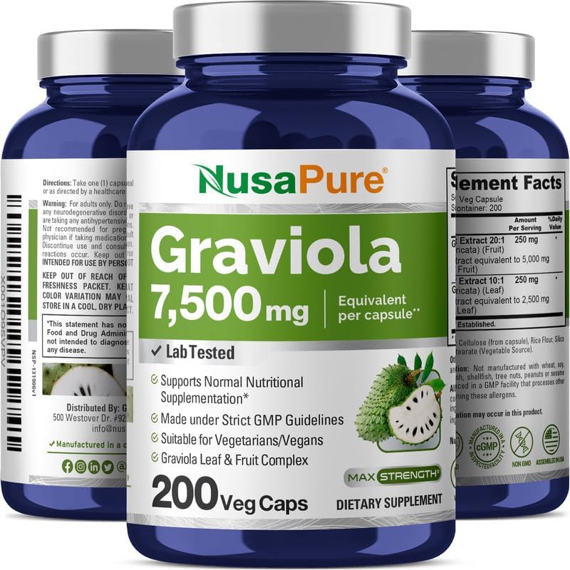 NusaPure Graviola 7,500 mg, 200 Capsules - Image 5