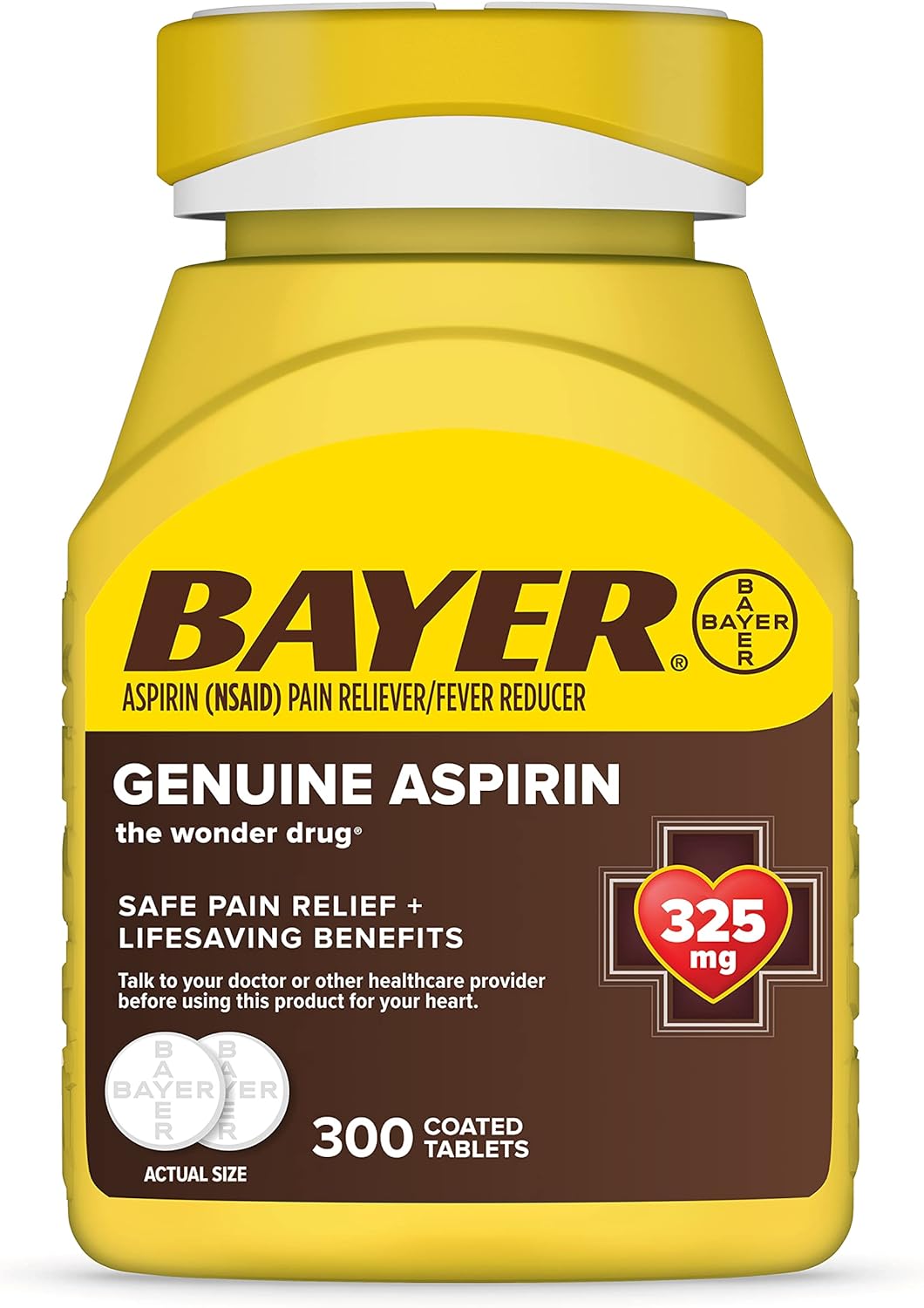 Bayer Genuine Aspirin 325 mg, 300 Coated Tablets