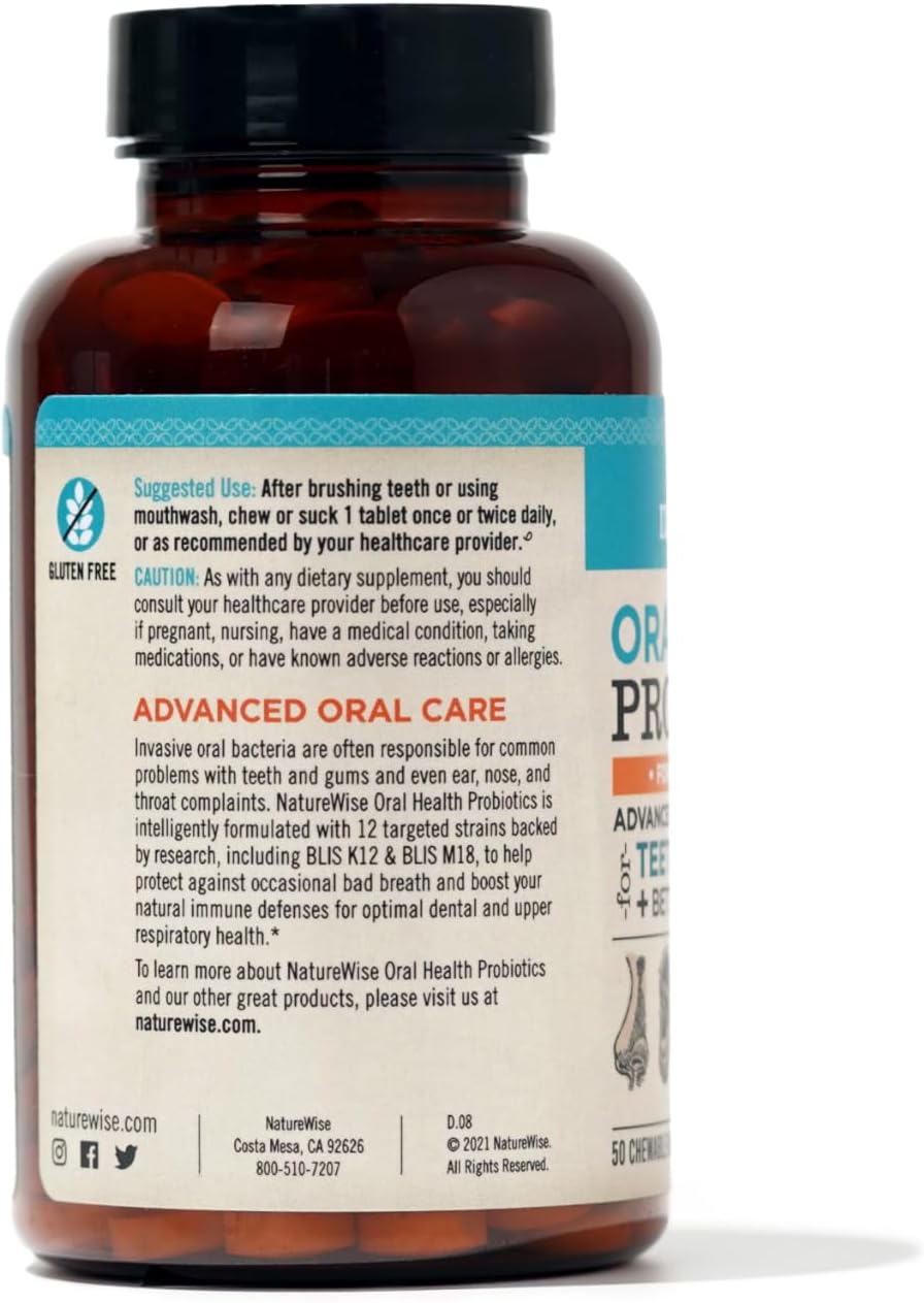 NatureWise, Oral Health Probiotics, 50 Chewable Tablets