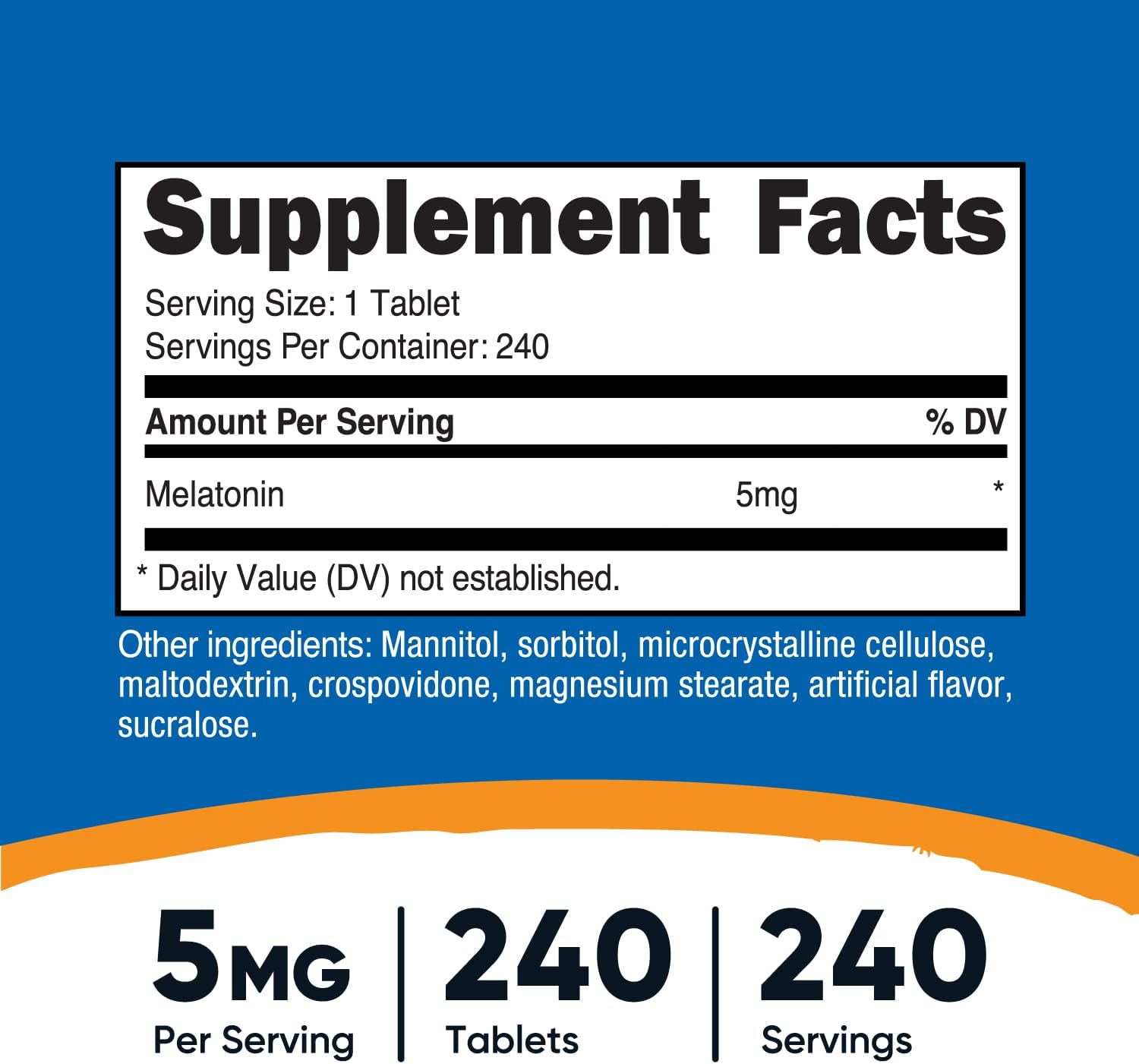 Nutricost, Melatonin 5mg, Ingredients