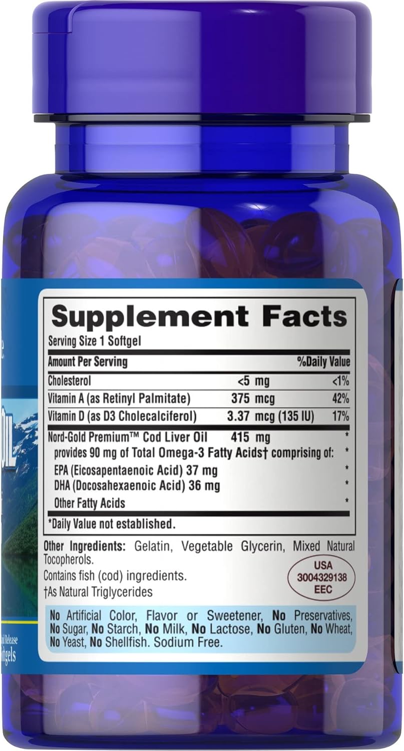 Puritan's Pride, Cod Liver Oil, Ingredients
