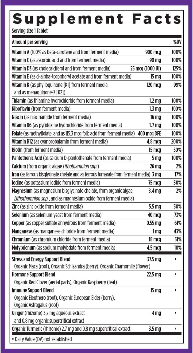 New Chapter Women's One Daily Multivitamin, 72 Tablets Ingredients