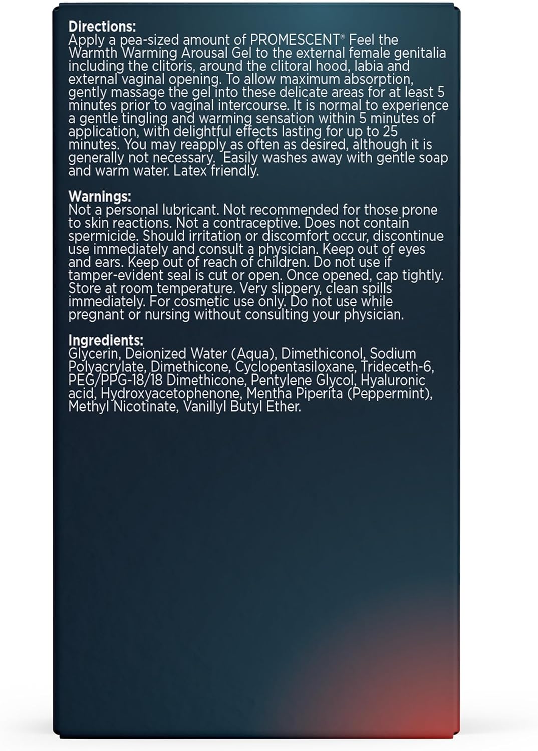 Promescent, Warming Female Arousal Gel, 15 ml, Ingredients and direction