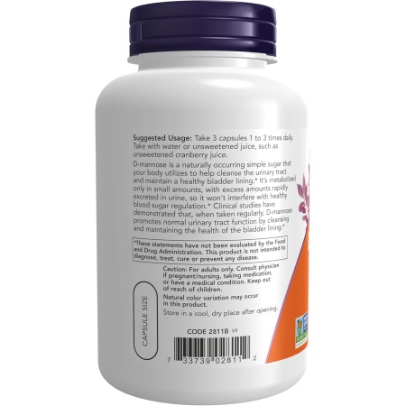 NOW D-Mannose 500 mg,, 120 Veg Capsules
