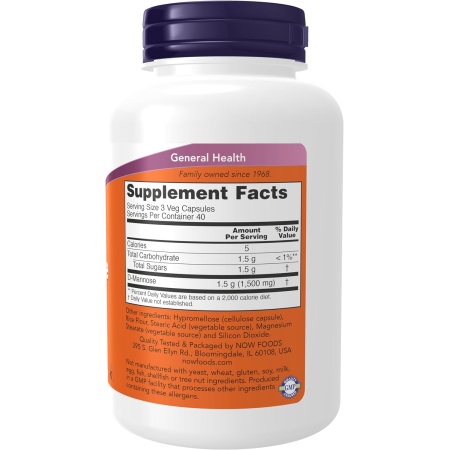 NOW D-Mannose 500 mg, Ingredients
