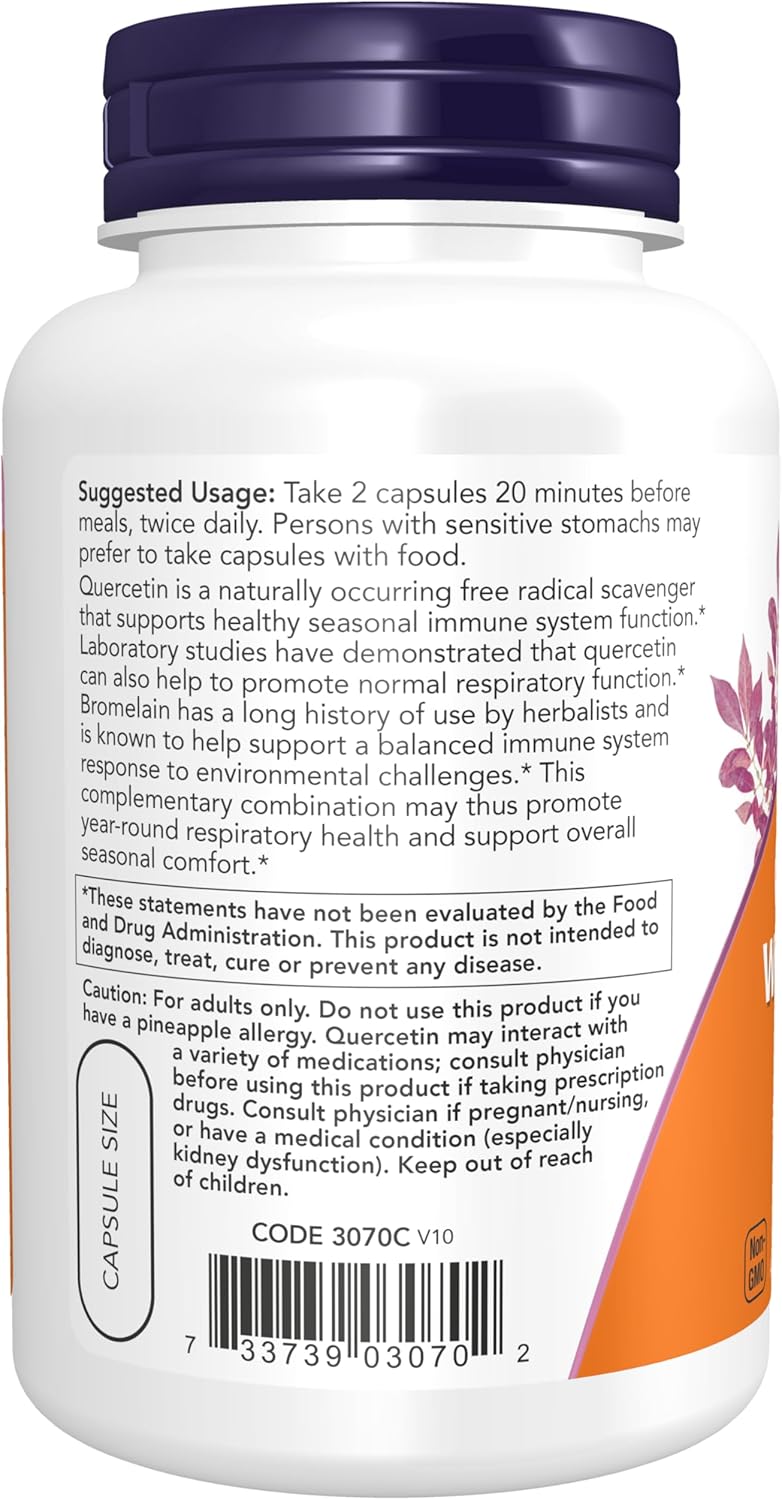 NOW Quercetin with Bromelain, 120 Veg Capsules