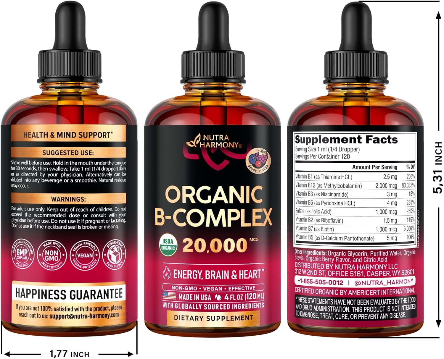 NUTRAHARMONY Organic Vitamin B-Complex Liquid Drops