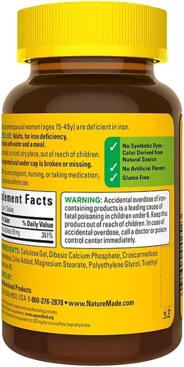 Nature Made Iron 65 mg, 365 Tablets