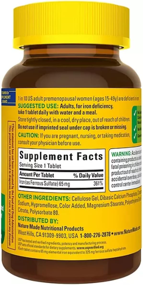 Nature Made Iron 65 mg, Ingredients