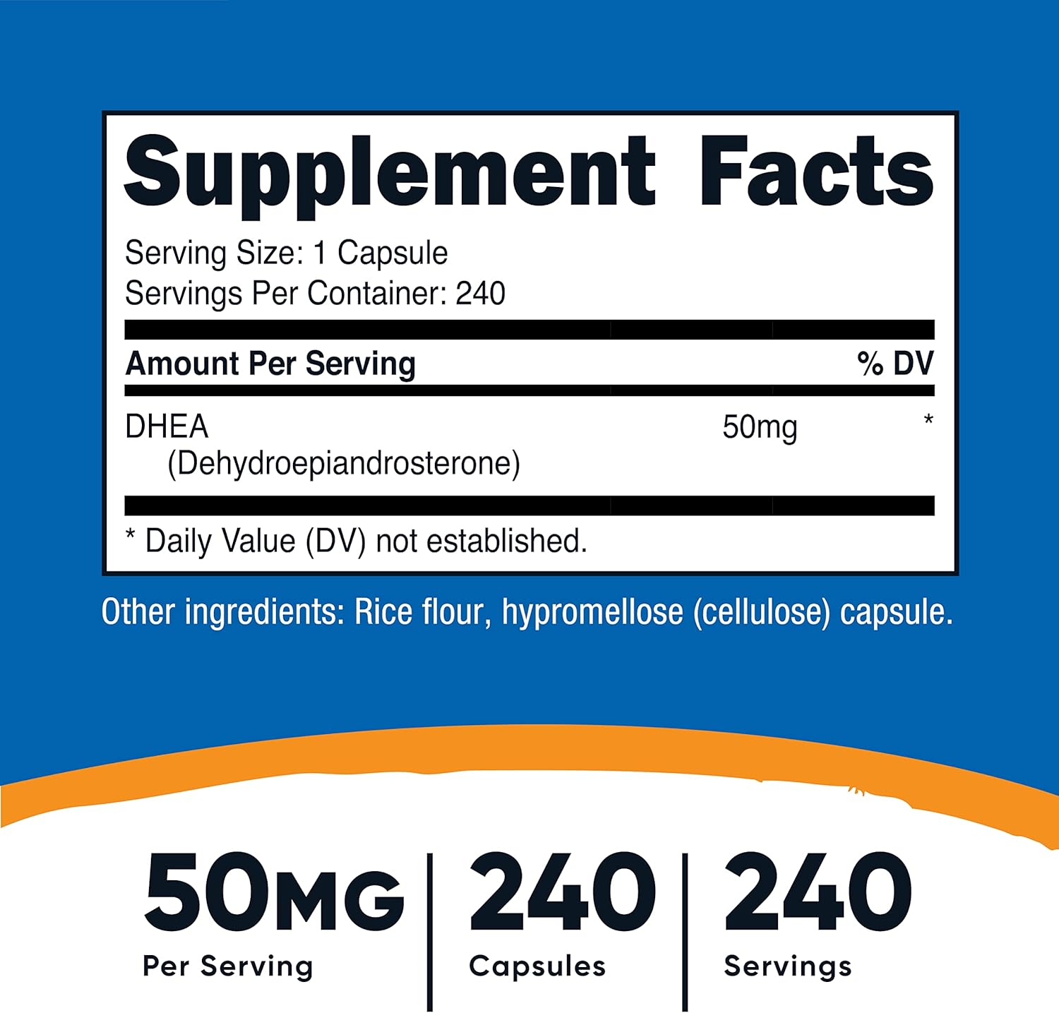 Nutricost DHEA 50mg, Ingredients.