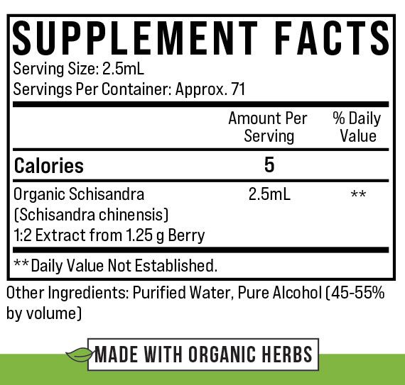 The Wellness Way, Schisandra (Organic Liquid Herb), Ingredients