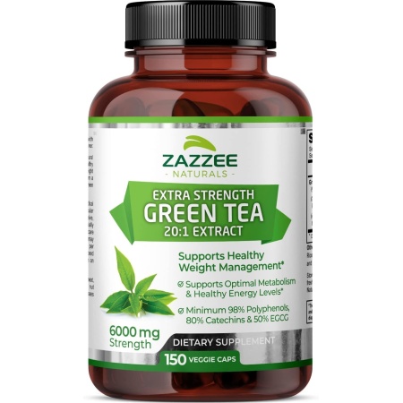 Zazzee Extra Strength Green Tea, 150 Veggie Caps