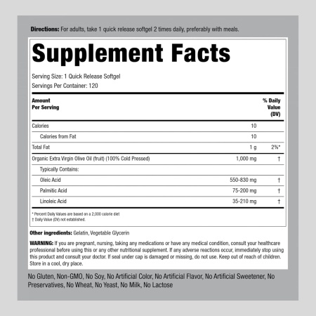 Piping Rock, Olive Oil 1000mg, Ingredients