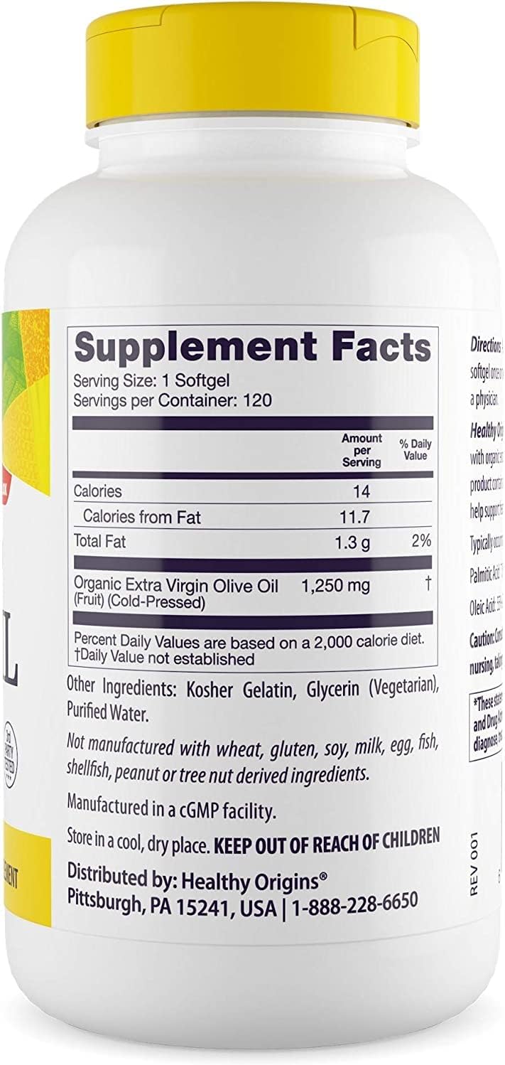 Healthy Origins, Olive Oil 1250 mg, Ingredients