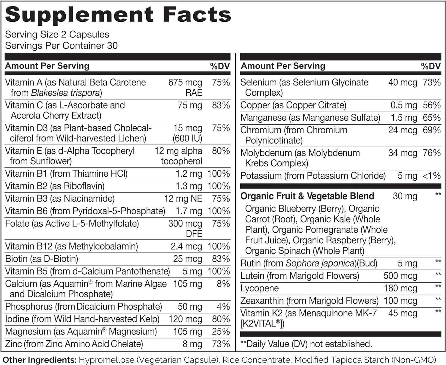 NATURELO, Whole Food Multivitamin for Teenage Boys, Ingredients