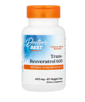 Doctor's Best, Trans-Resveratrol 600 mg, 60 Veggie Caps