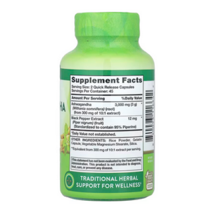 Nature's Truth, Ashwagandha Extra Strength 3,000 mg, Ingredients
