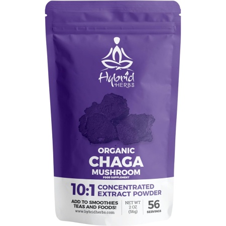 HYBRID HERBS, Organic Wild Chaga Mushroom Powder 56 Serving (56g)