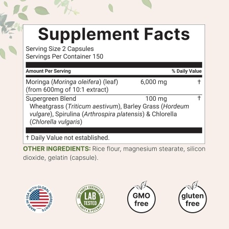 Micro-Ingredients, Moringa Oleifera 6,000mg, Ingredients