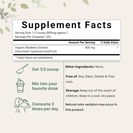 MicroIngredients, Organic Blueberry Extract Powder, Ingredients