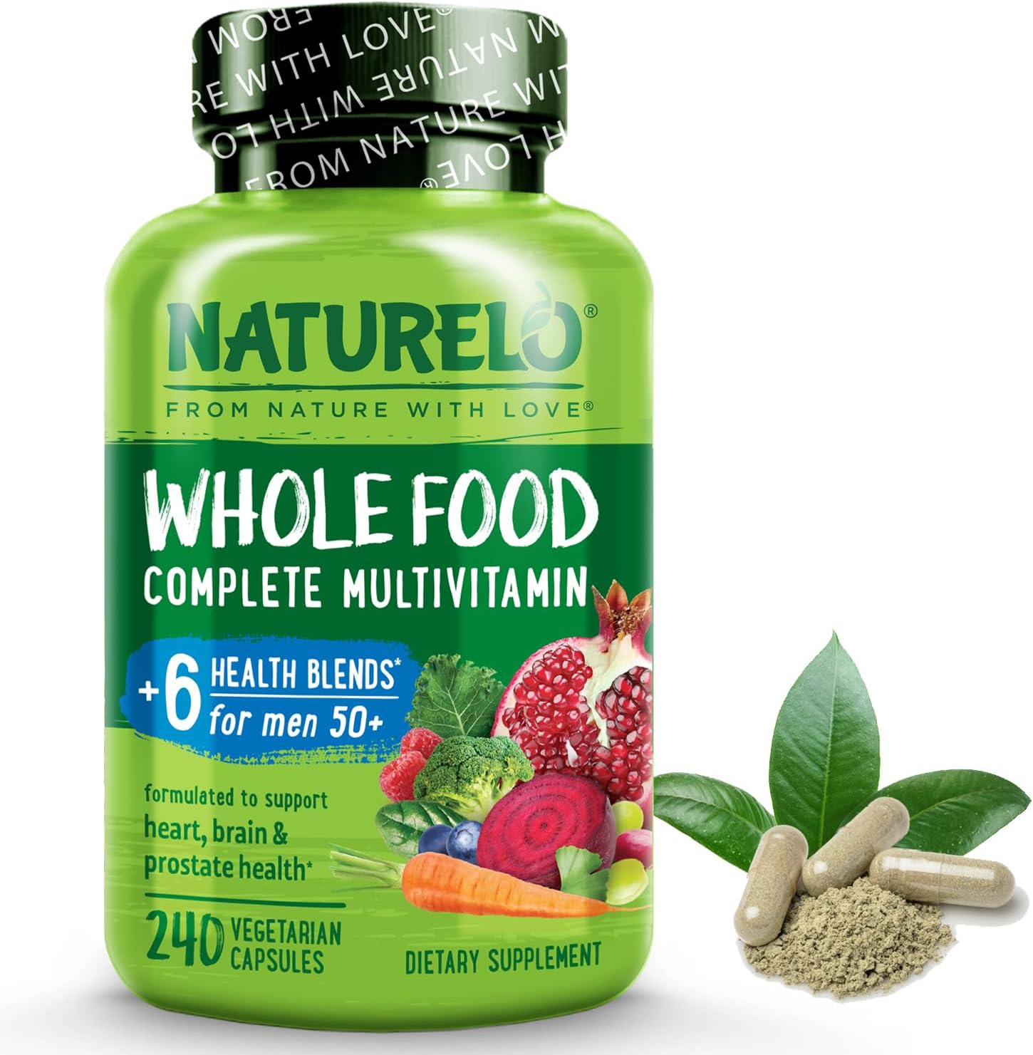 NATURELO Whole Food Multivitamin for Men 50+, 240 Capsules