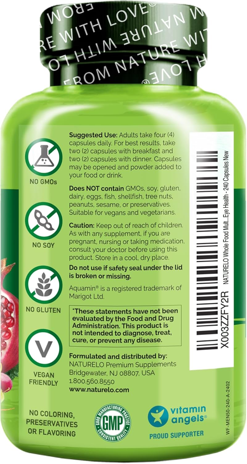 NATURELO Whole Food Multivitamin for Men 50+, Features