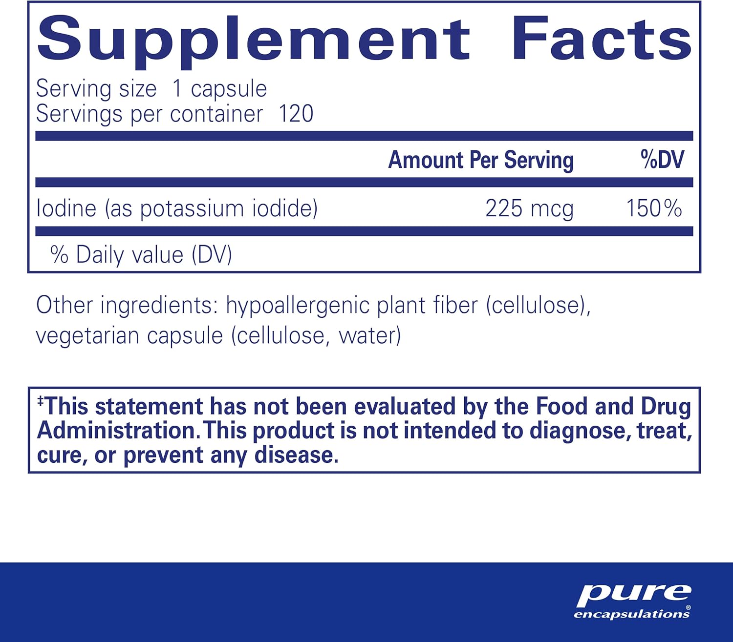 Pure Encapsulations Iodine (Potassium Iodide), Ingredients