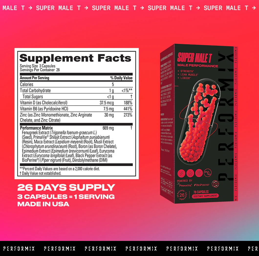 Performix Super Male T: Premium Natural Testosterone Support | 78 Capsules