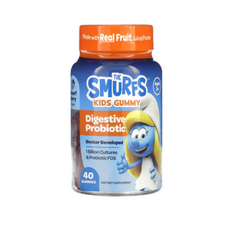 The Smurfs, Kids Gummy Digestive Probiotic for Ages 3+, 40 Gummies