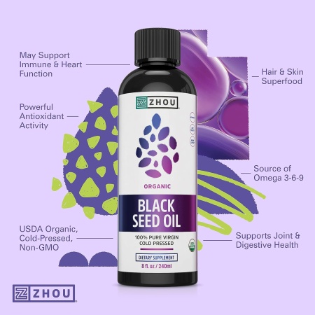 Zhou Organic Black Seed Oil, Benefits.