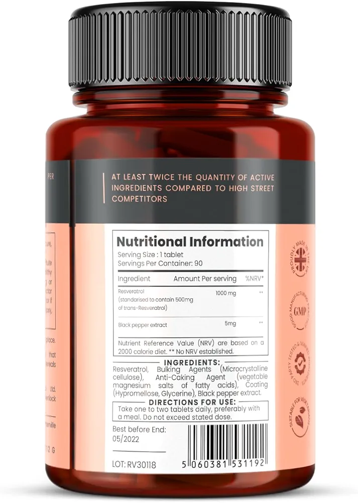 Pureclinica Resveratrol 1000mg | 90 Tablets - Image 2