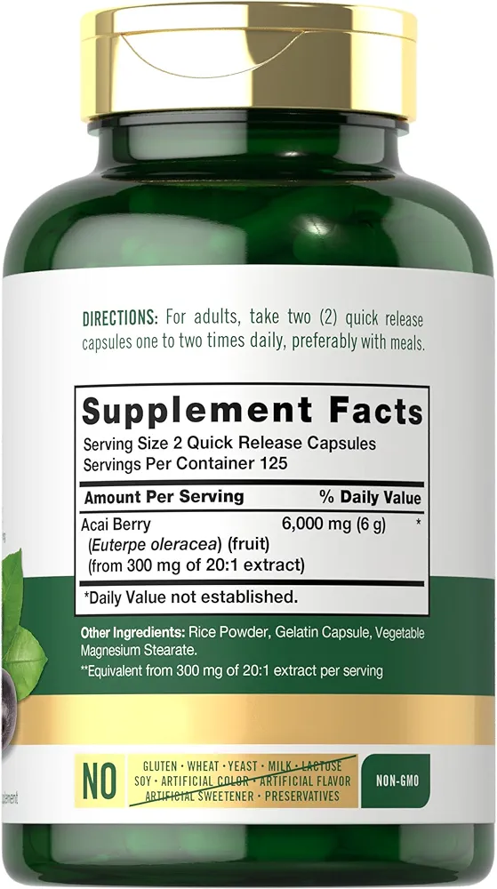 Carlyle Acai Berry Capsules 6000mg | 250 Count - Image 2