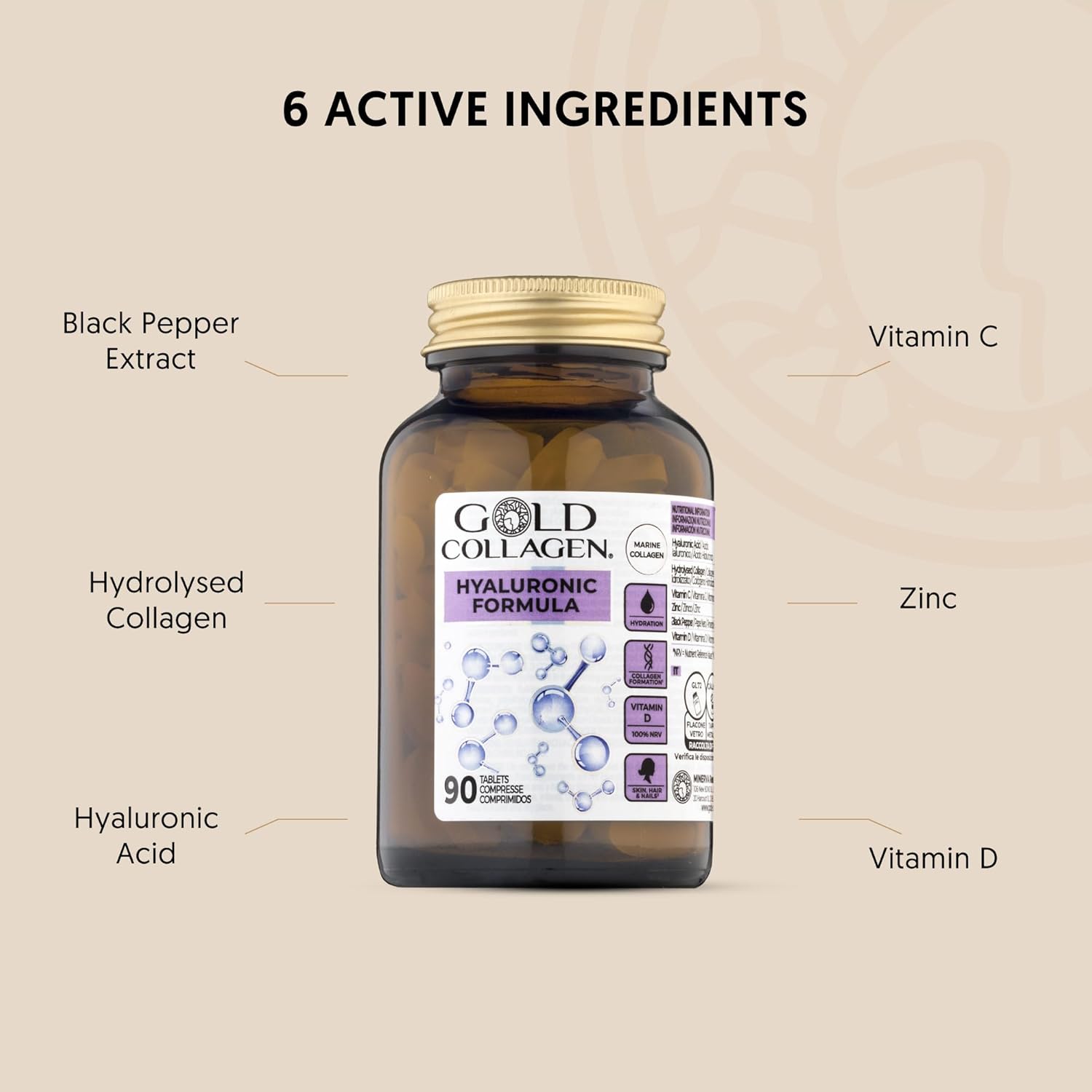 GOLD COLLAGEN Hyaluronic Formula 90 Tablets - Image 3
