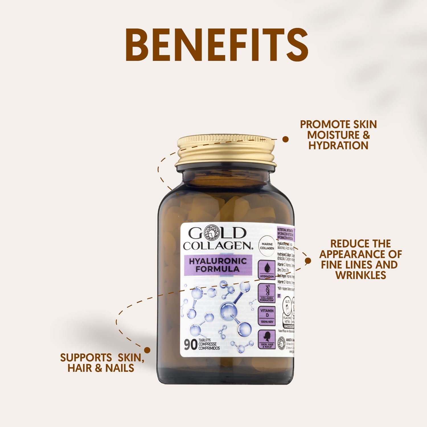 GOLD COLLAGEN Hyaluronic Formula 90 Tablets - Image 2
