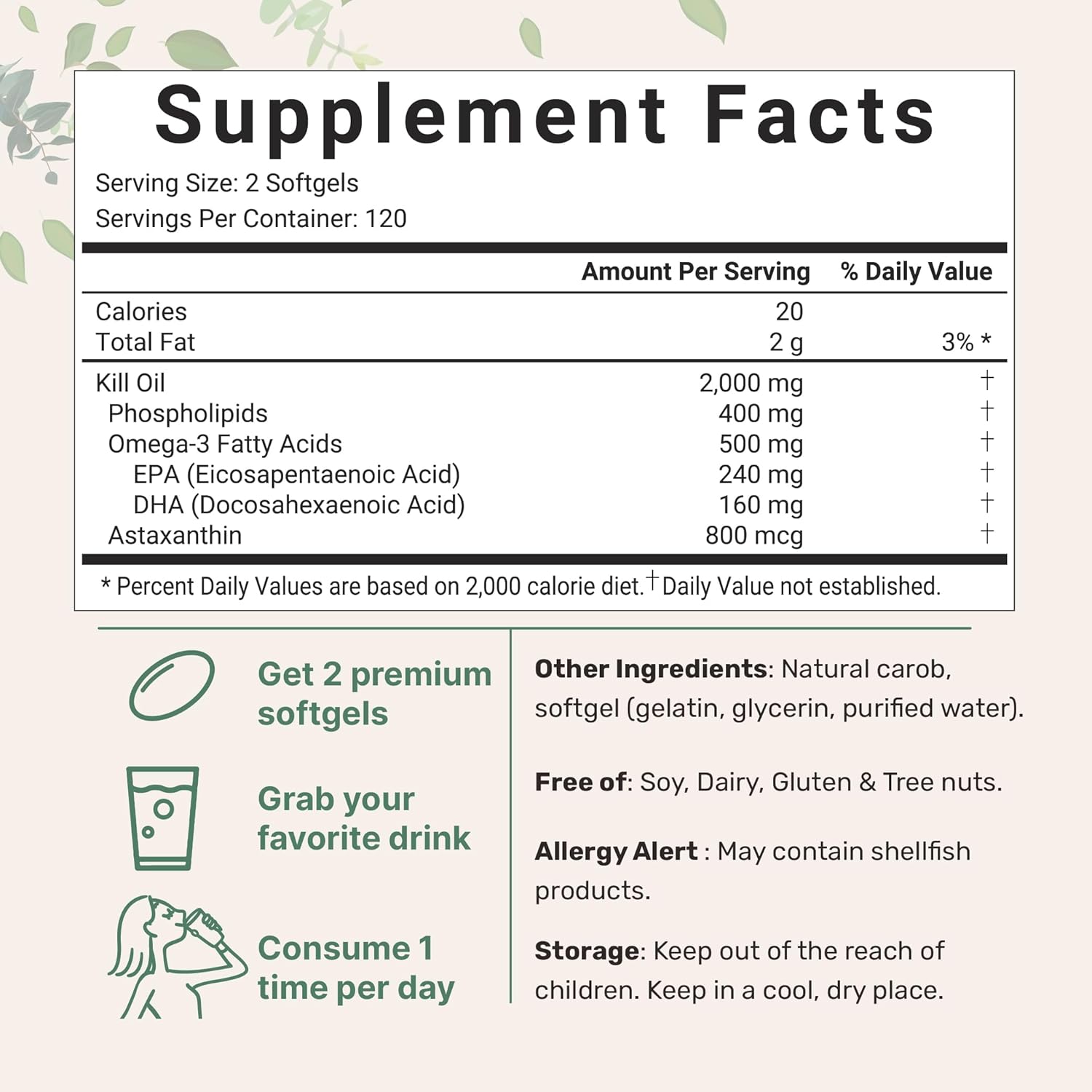 Micro Ingredients Antarctic Krill Oil Supplement | 2,000mg Per Serving | 240 Softgels - Image 6