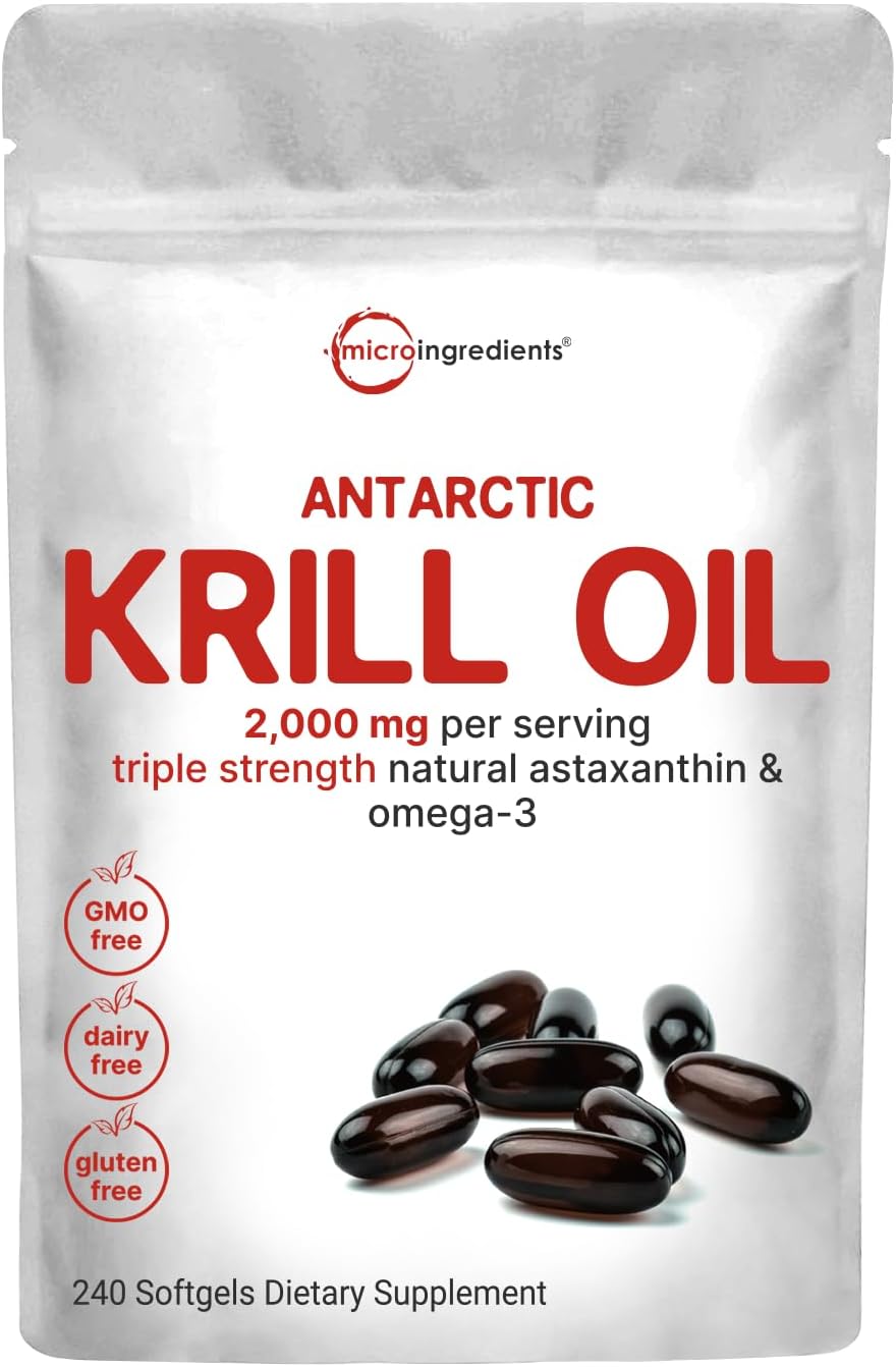 Micro Ingredients Antarctic Krill Oil Supplement | 2,000mg Per Serving | 240 Softgels