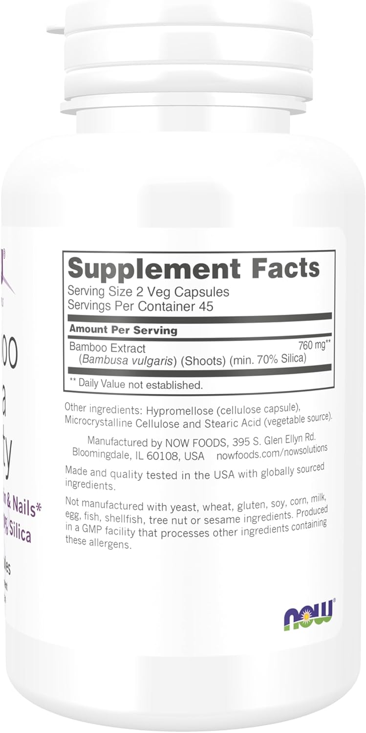 NOW Foods Solutions, Bamboo Silica Beauty | 90 Capsules - Image 6