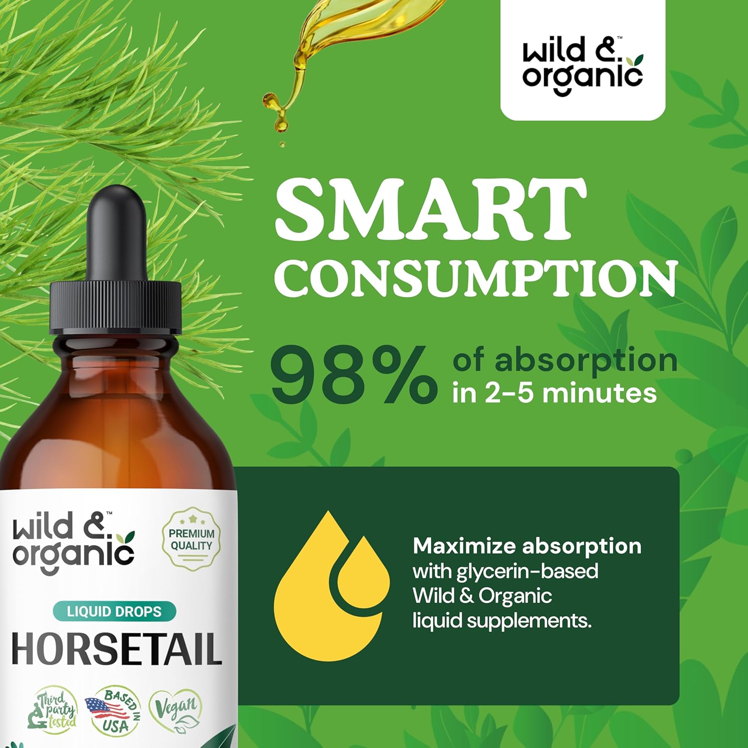 Wild & Organic Horsetail Tincture | Natural Hair, Skin & Nail Support | 118 ml - Image 8