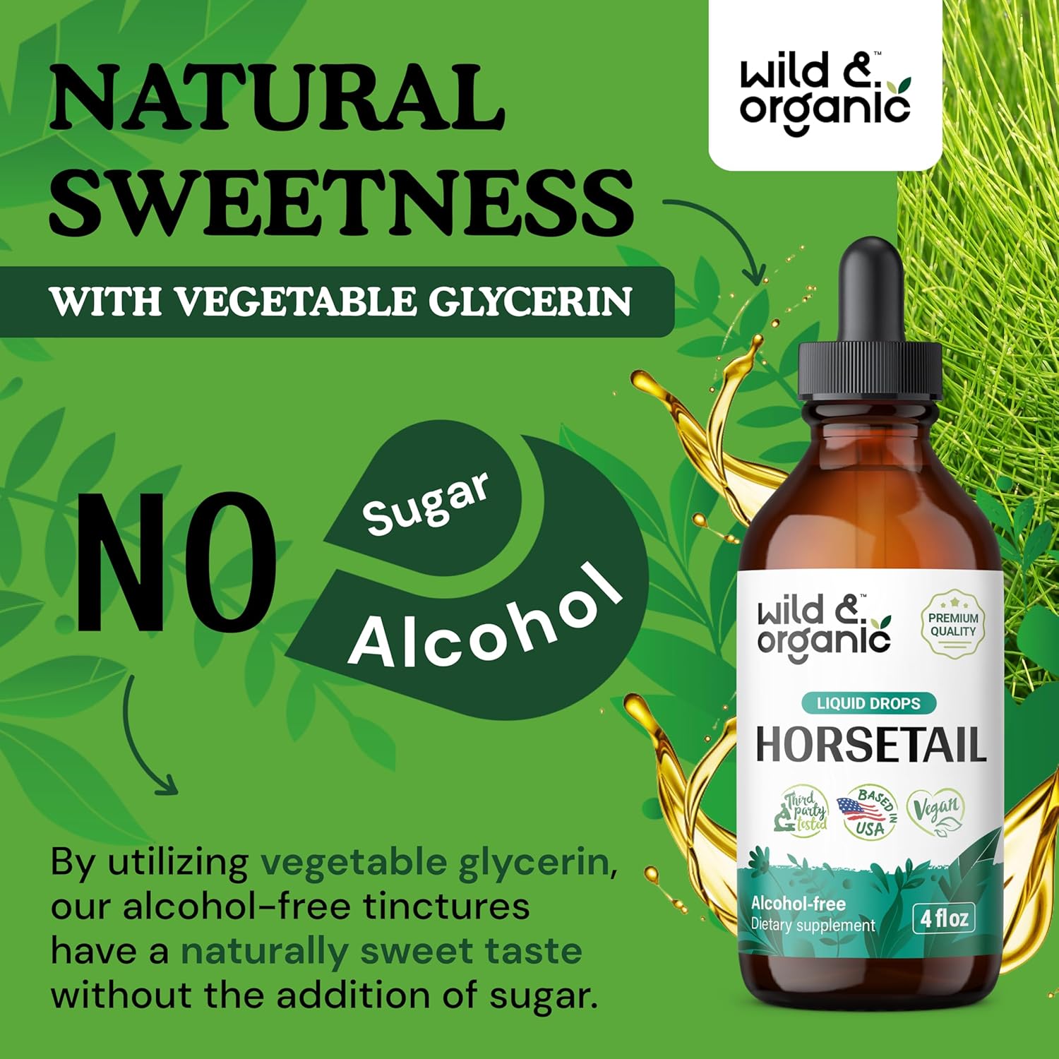 Wild & Organic Horsetail Tincture | Natural Hair, Skin & Nail Support | 118 ml - Image 6