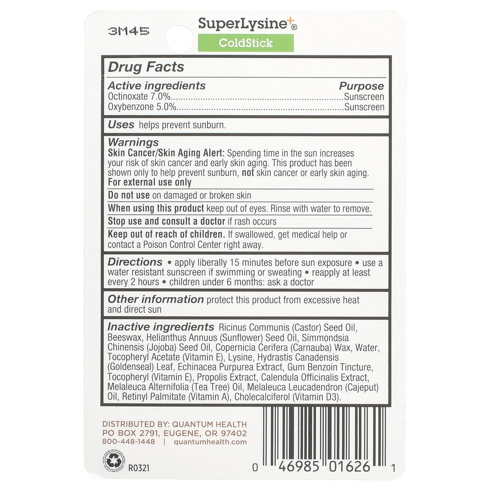 Super Lysine+ Cold Stick | Lip Sunscreen SPF 21 | Soothes & Moisturizes - Image 2
