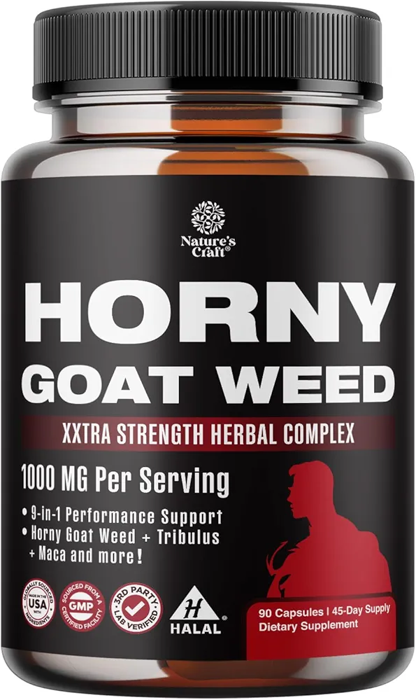 Horny Goat Weed for Men | Extra Strength | Stamina, Energy & Performance | 90 Capsules