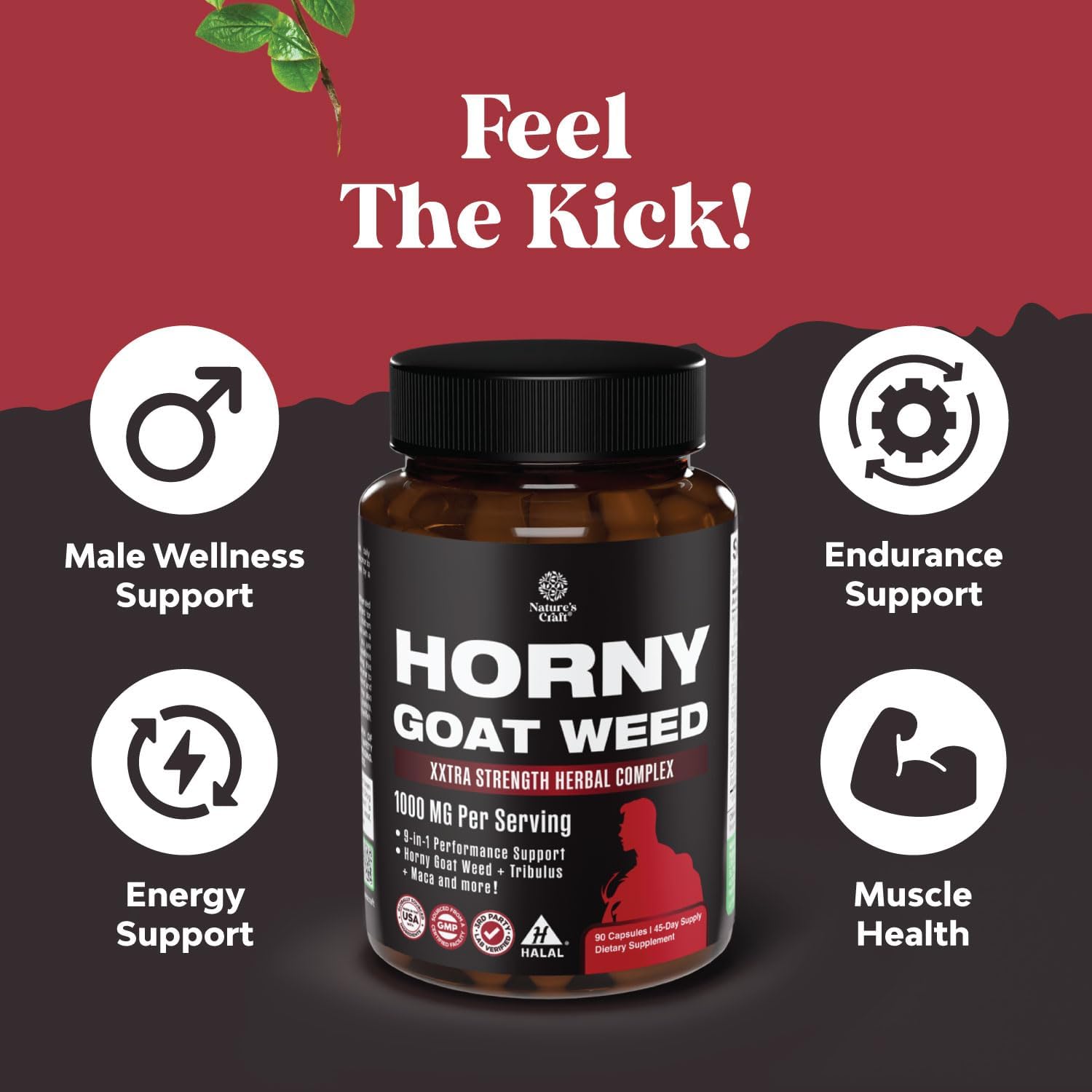 Horny Goat Weed for Men | Extra Strength | Stamina, Energy & Performance | 90 Capsules - Image 8
